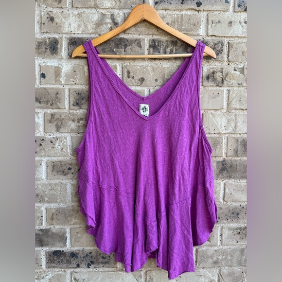 We The Free Free People Rosie drop waist tank Vibrant Purple V-Neck Size Large - Picture 10 of 16